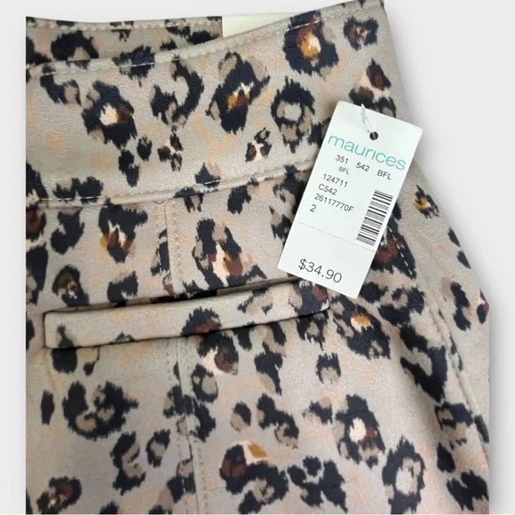 Maurices Leopard Print Button Front Mini Skirt Tan Brown Black Size 2 NWT - Picture 4 of 8